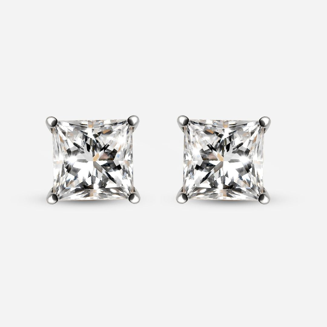 Princess Cut Lab Grown Diamond Sleep Stud Earrings - Gold Earrings for Women