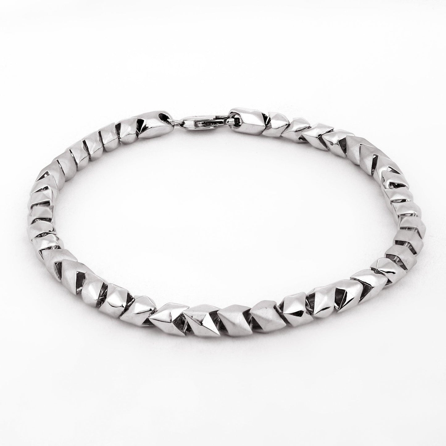 Geometric Link 925 Sterling Silver Bracelet for Men