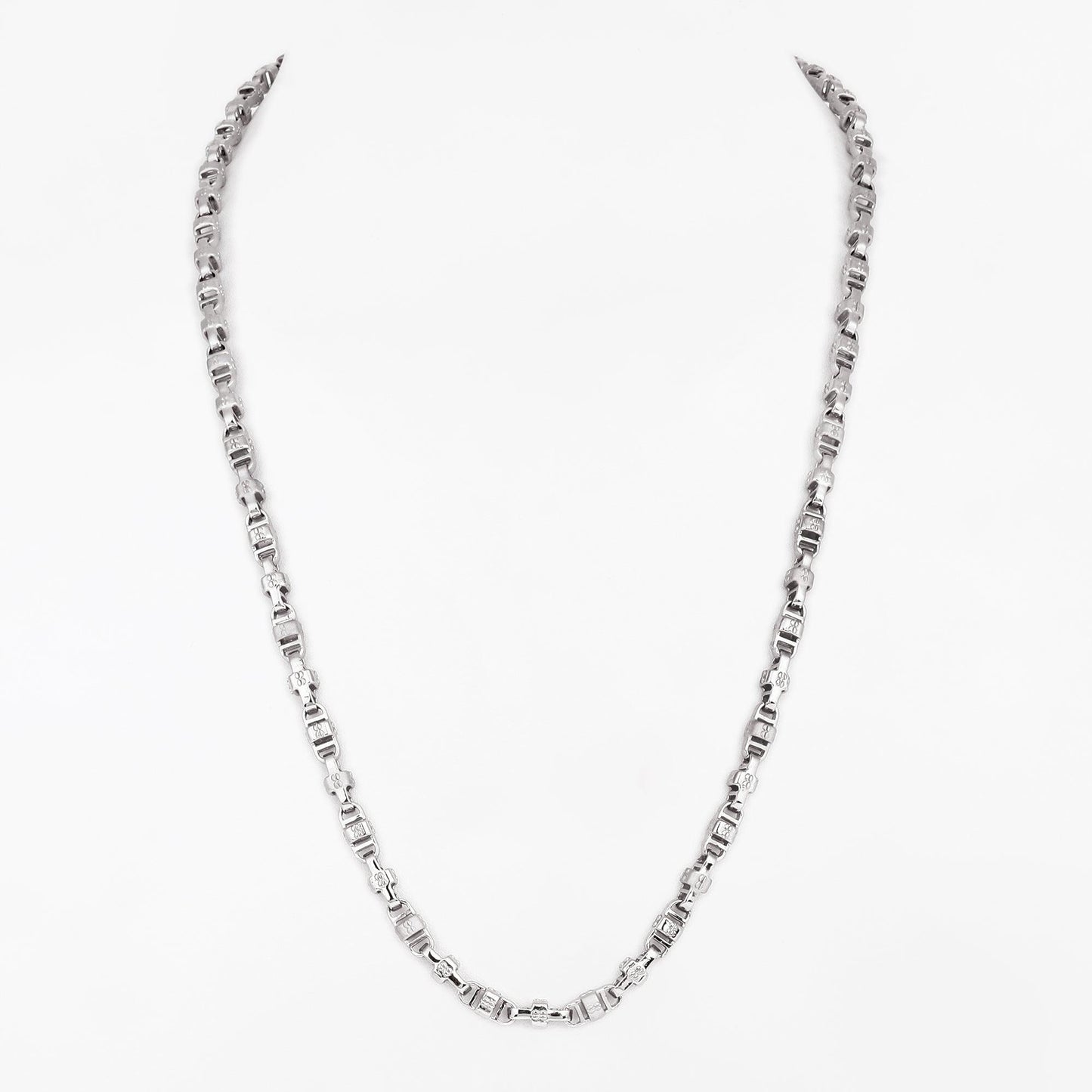 Designer Patterned 925 Sterling Silver Chain for Men