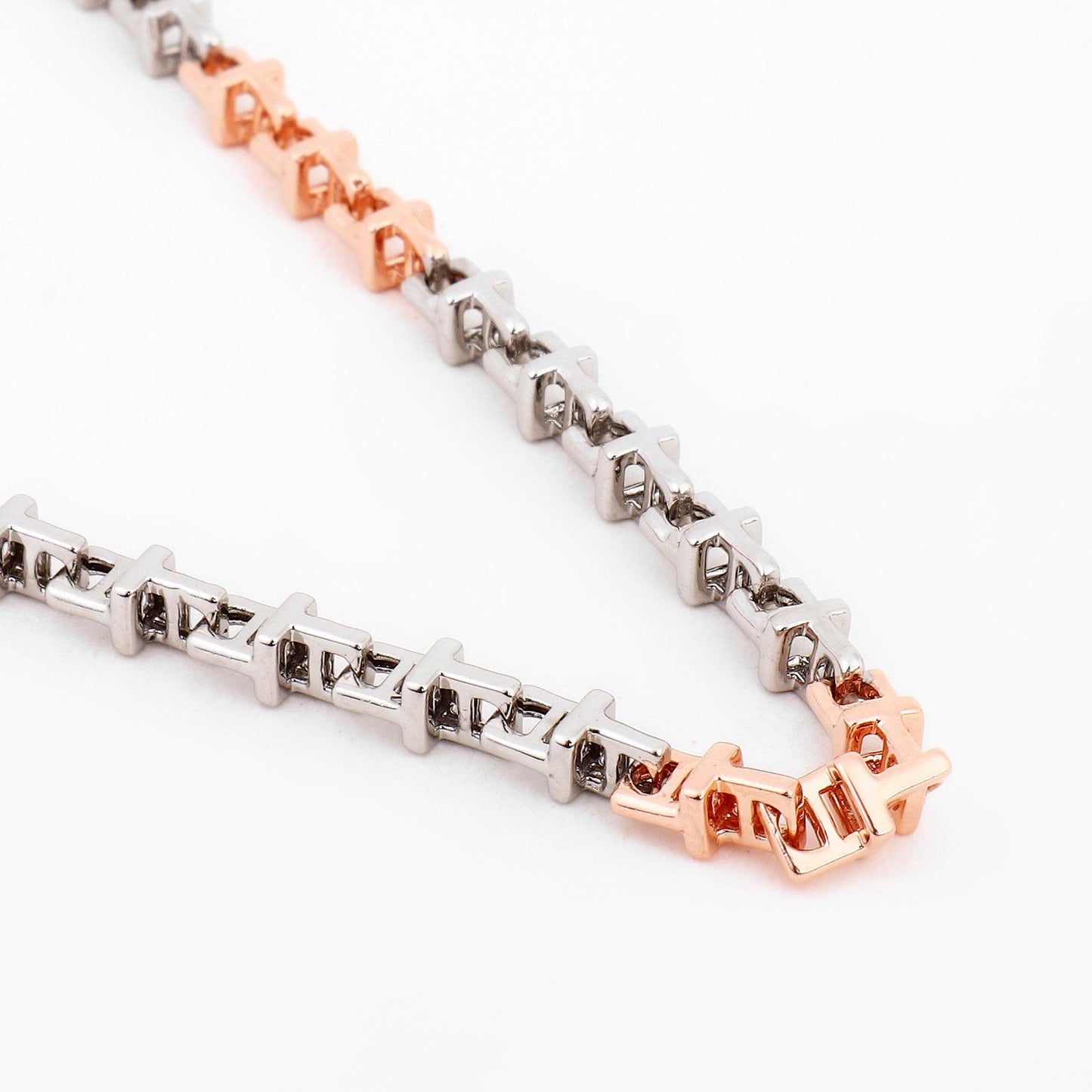 Two-Tone Box Link 925 Sterling Silver Chain