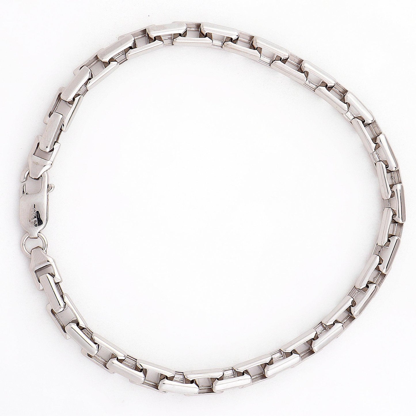 Rectangular Link 925 Sterling Silver Bracelet for Men