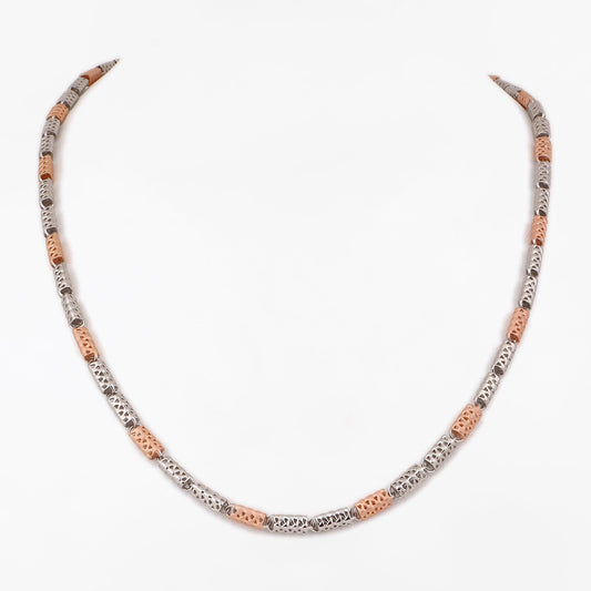 Two-Tone Cylindrical Cut-Out 925 Sterling Silver Chain
