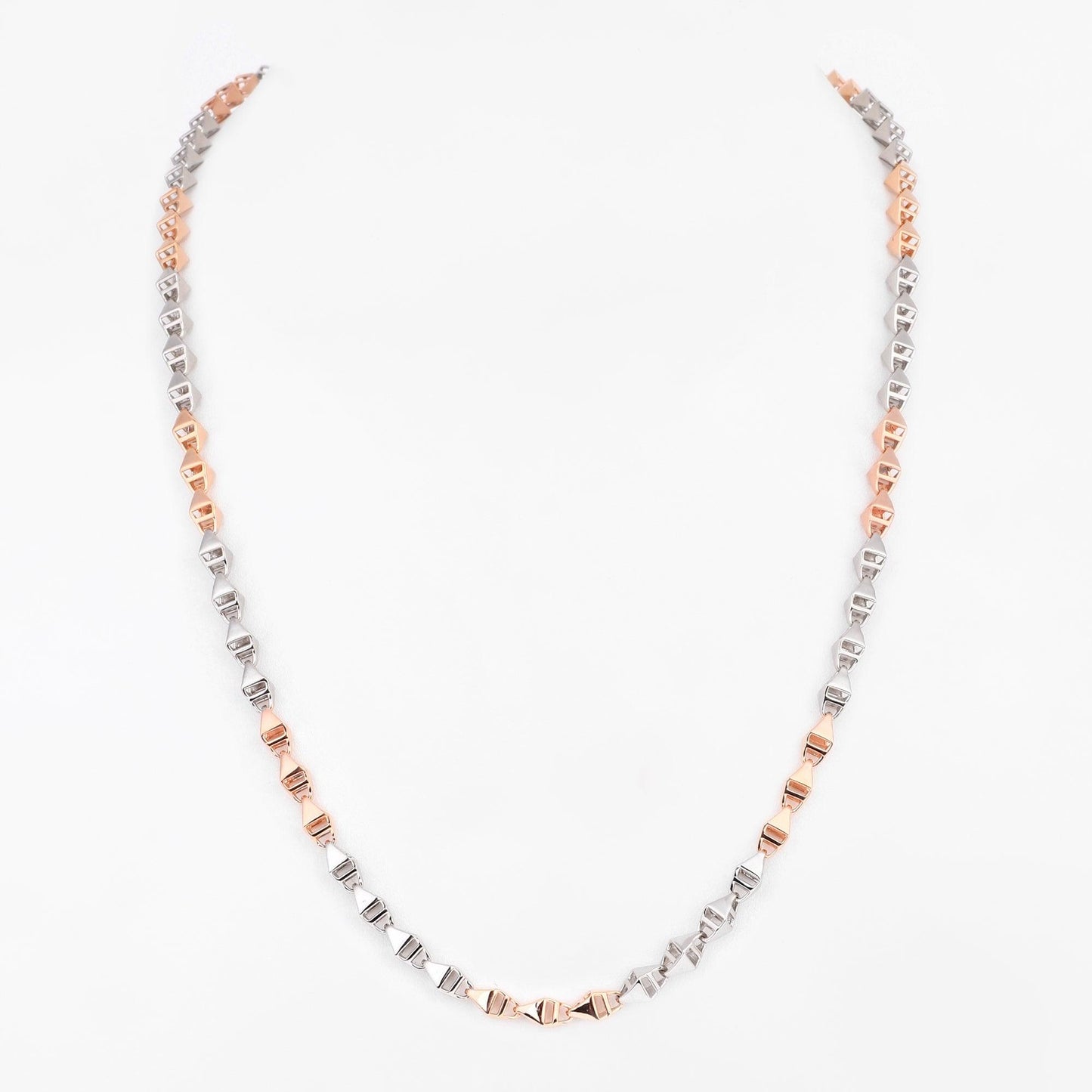 Two-Tone Hollow Pyramid Link 925 Sterling Silver Chain