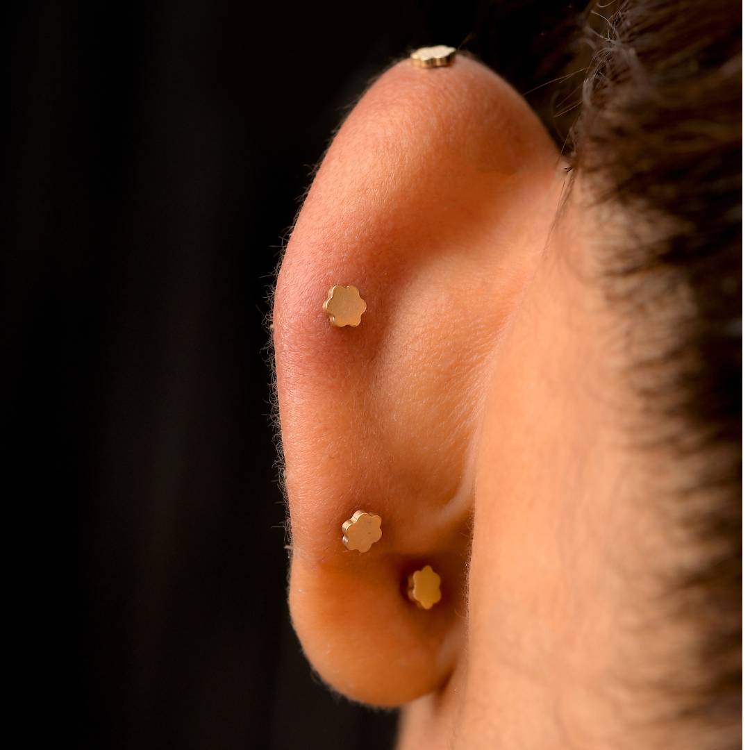 Round Cut Lab Grown Diamond Sleep Stud Earrings - Gold Earrings for Women