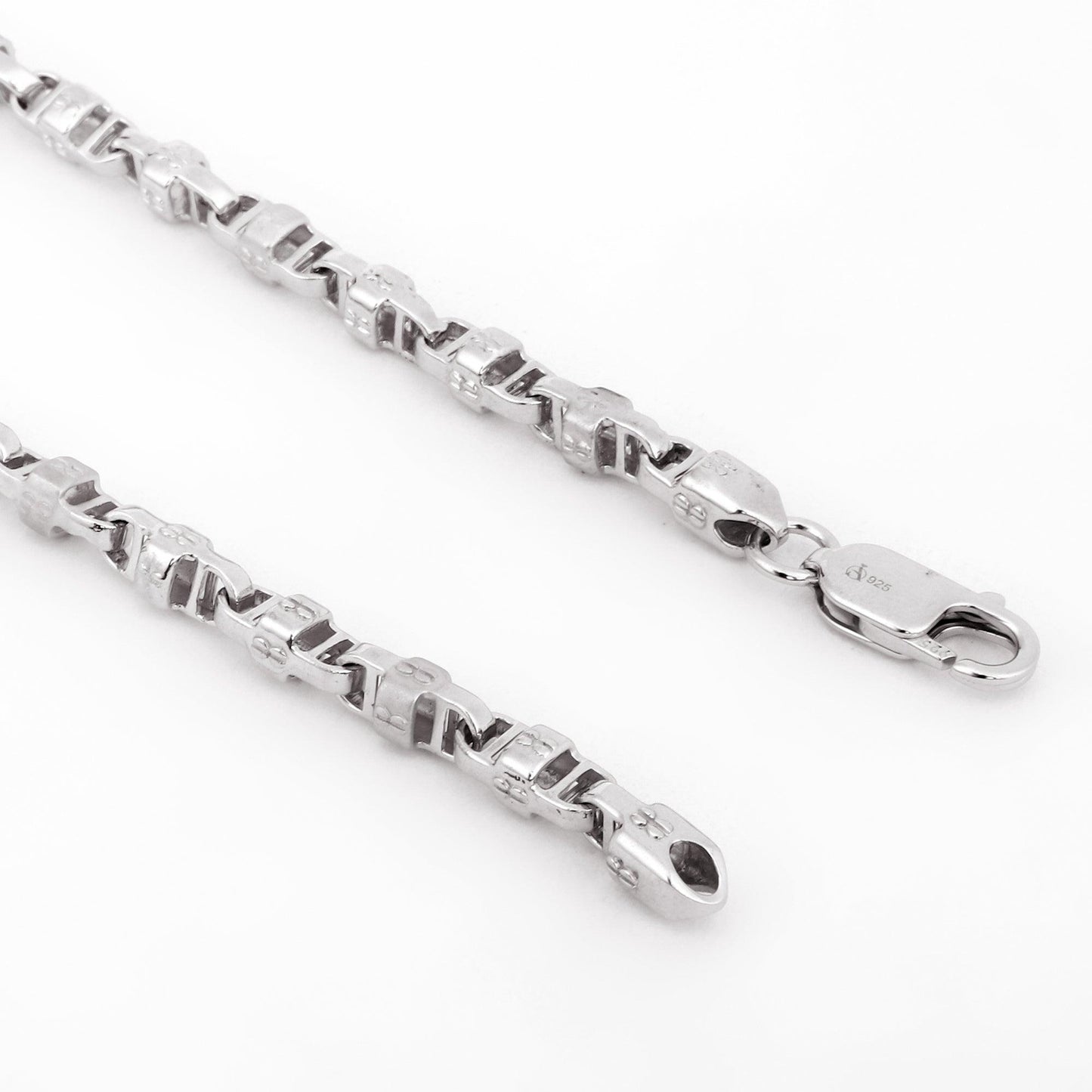 Designer Patterned 925 Sterling Silver Chain for Men