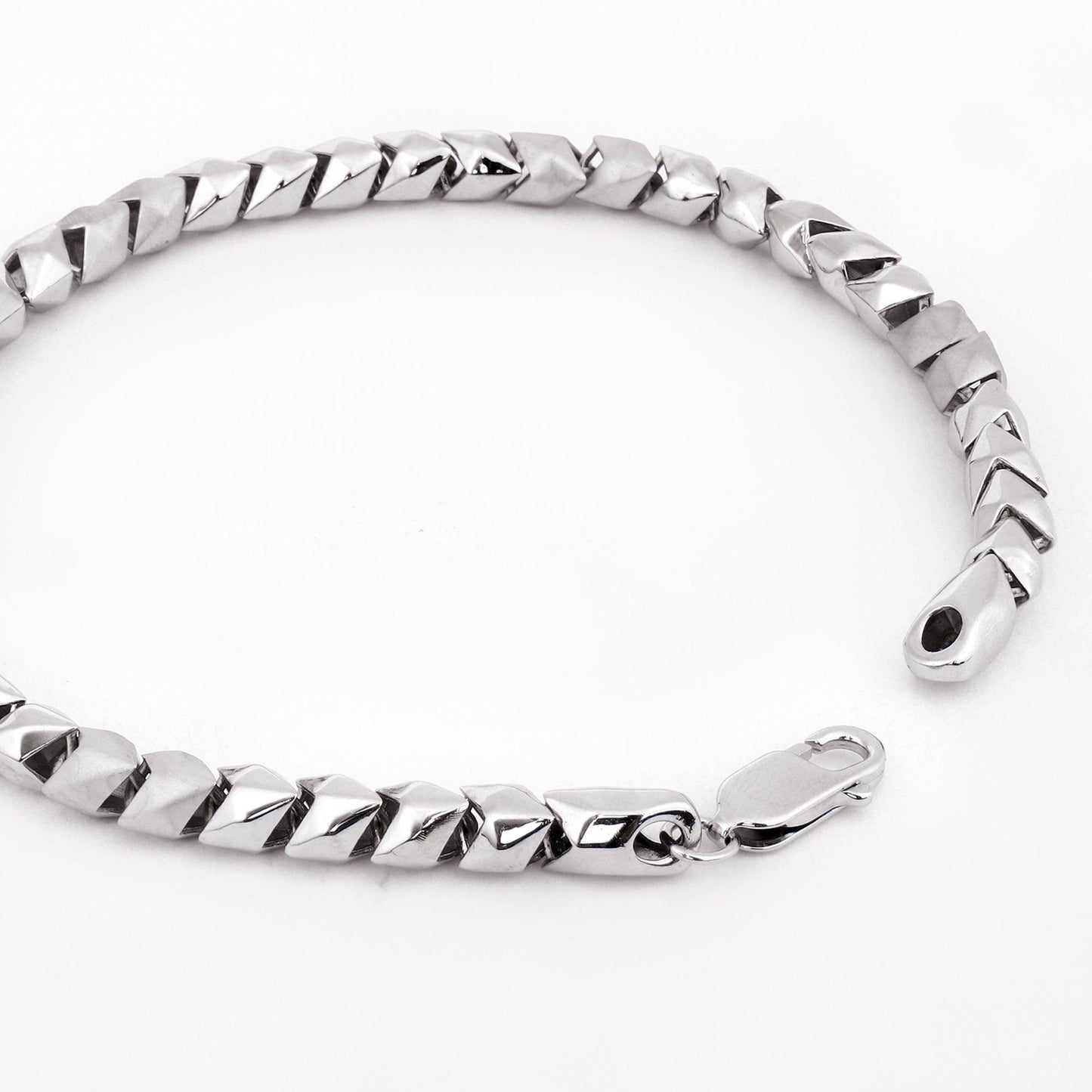 Geometric Link 925 Sterling Silver Bracelet for Men