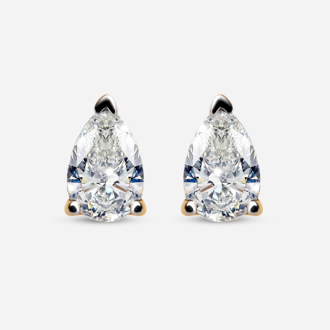 Pear Cut Lab Grown Diamond Sleep Stud Earrings - Gold Earrings for Women