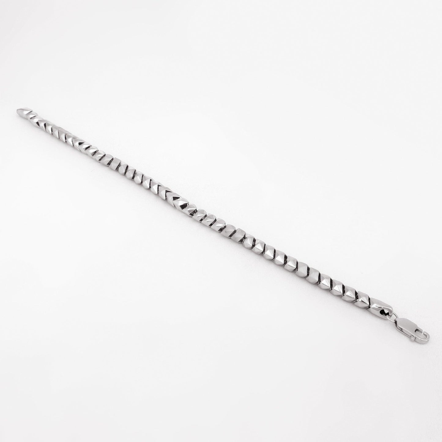 Geometric Link 925 Sterling Silver Bracelet for Men