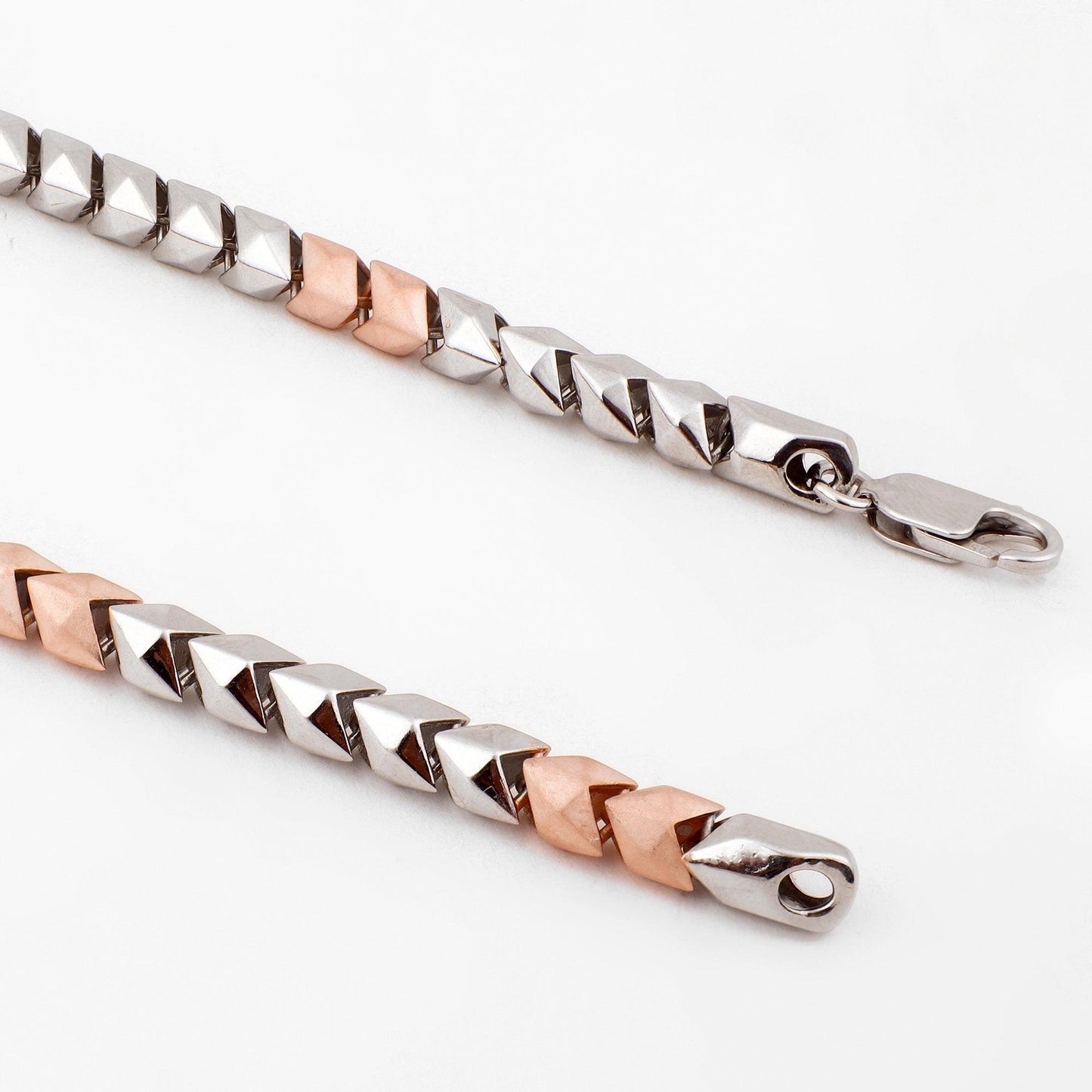 Two-Tone Pyramid Link 925 Sterling Silver Chain