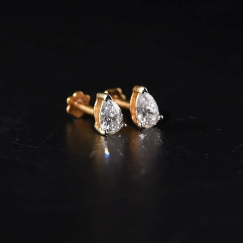 Pear Cut Lab Grown Diamond Sleep Stud Earrings - Gold Earrings for Women