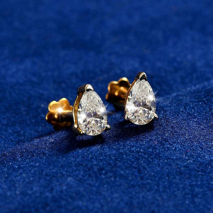 Pear Cut Lab Grown Diamond Sleep Stud Earrings - Gold Earrings for Women