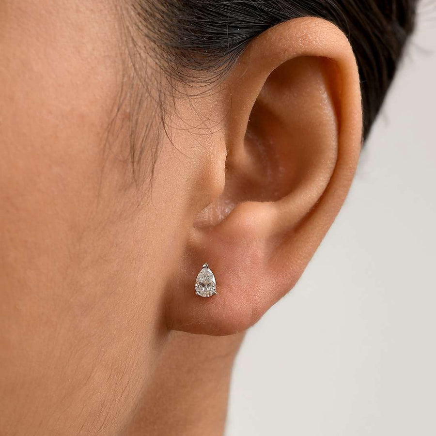 Pear Cut Lab Grown Diamond Sleep Stud Earrings - Gold Earrings for Women