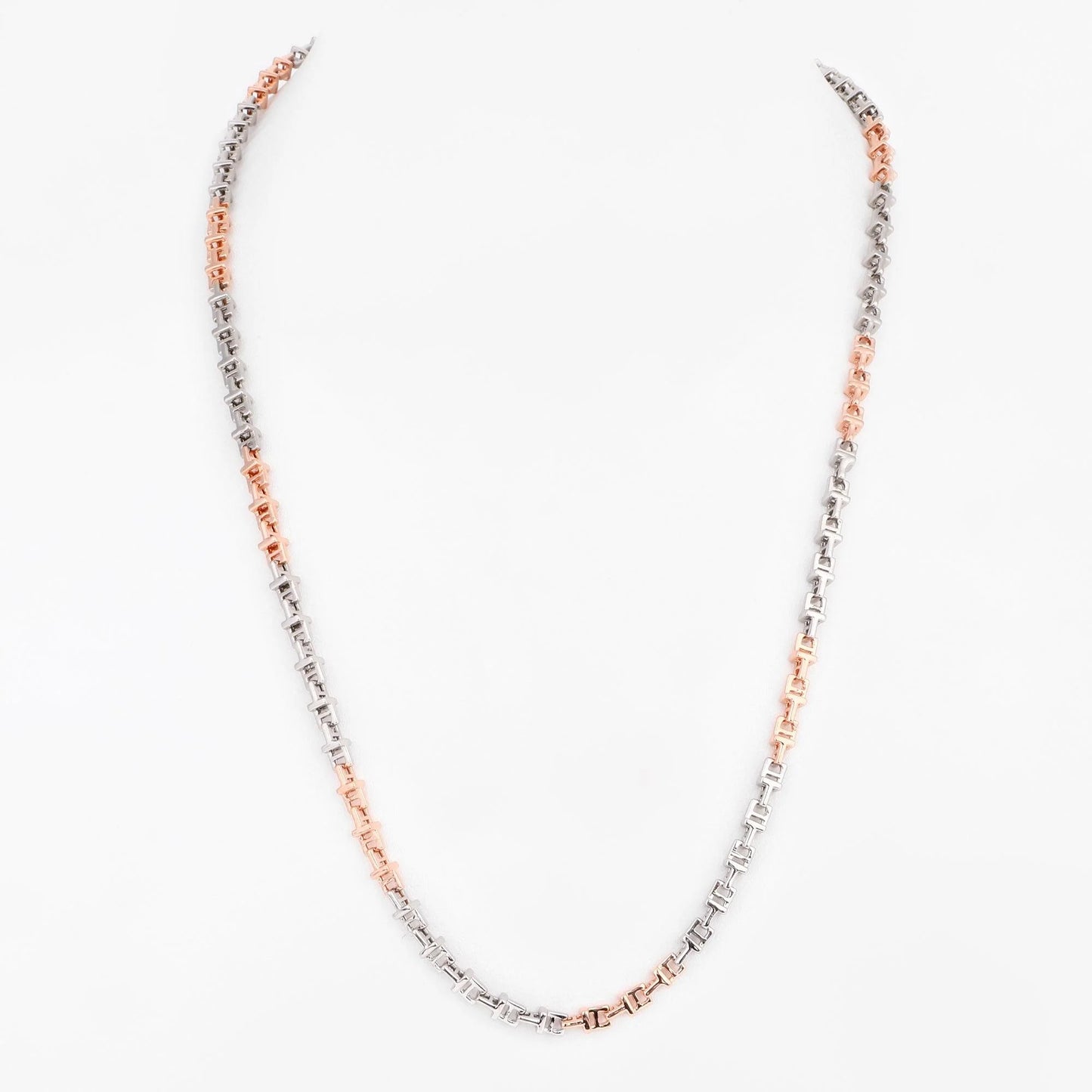 Two-Tone Box Link 925 Sterling Silver Chain