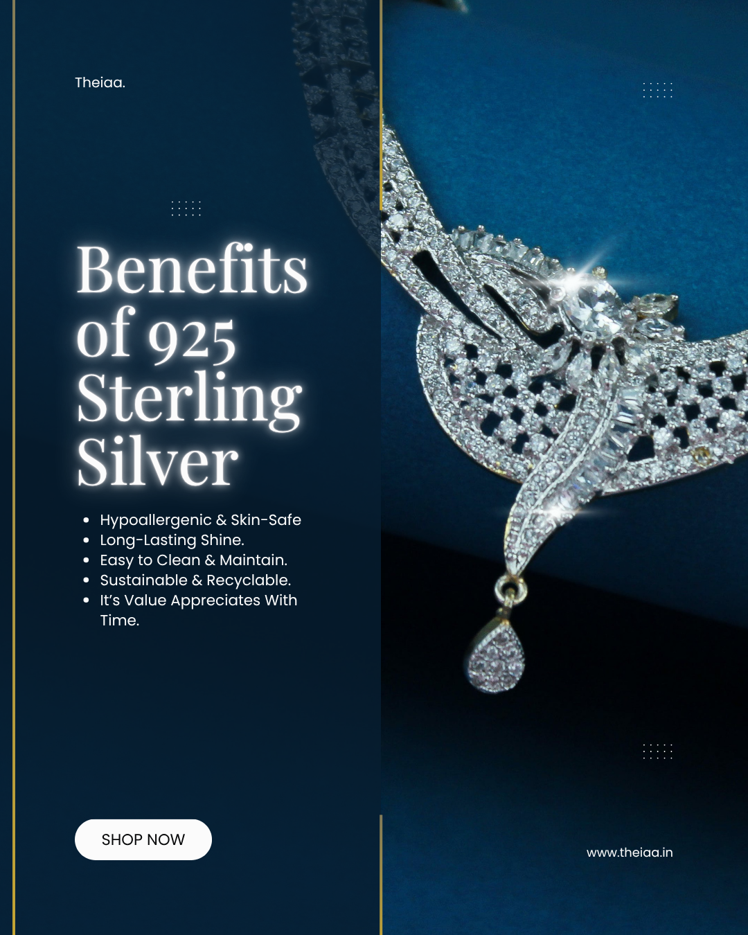 Golden Wing Charm Necklace - 925 Sterling Silver Necklace for Women