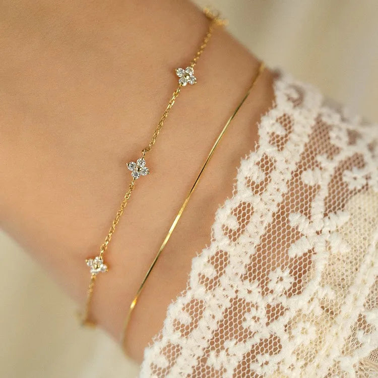 Celeste Floral Chain Bracelet gold - 925 Sterling Silver Bracelets for Women