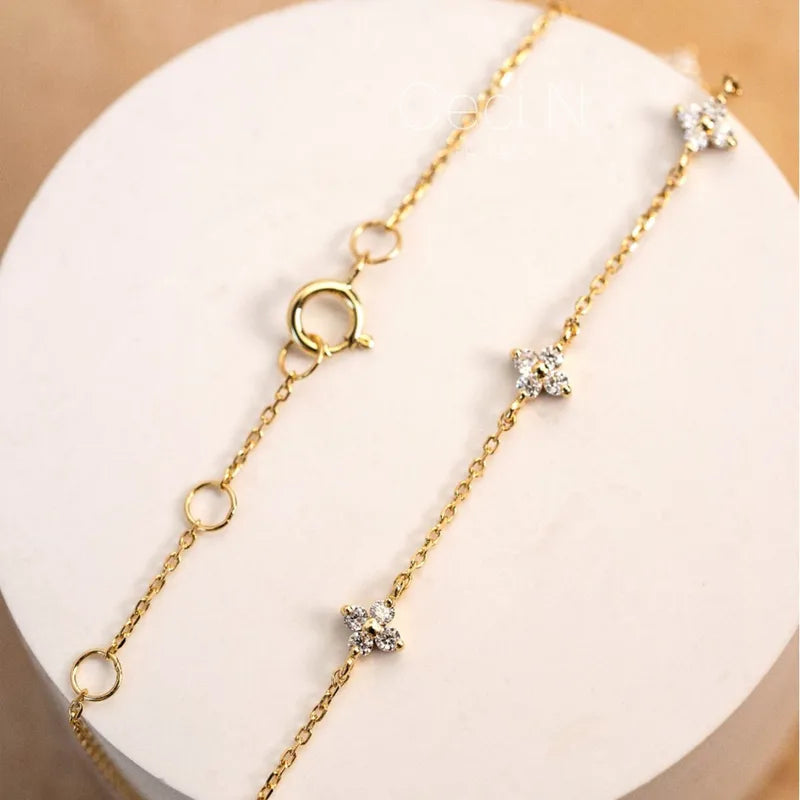 Celeste Floral Chain Bracelet gold - 925 Sterling Silver Bracelets for Women