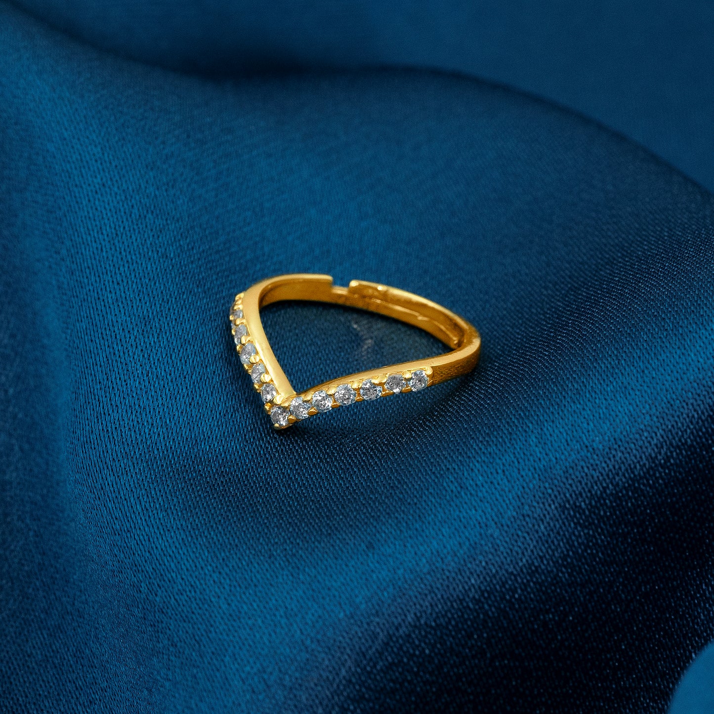 Nova V-Curve 18K Gold-Plated Adjustable Ring - 925 Sterling Silver Rings For Women