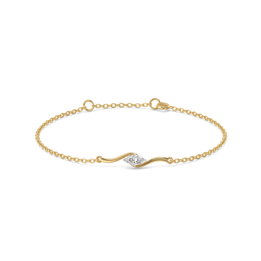 Marquise Diamond Wave Bracelet in 9K/14K Gold | 0.20 Ct Lab Grown