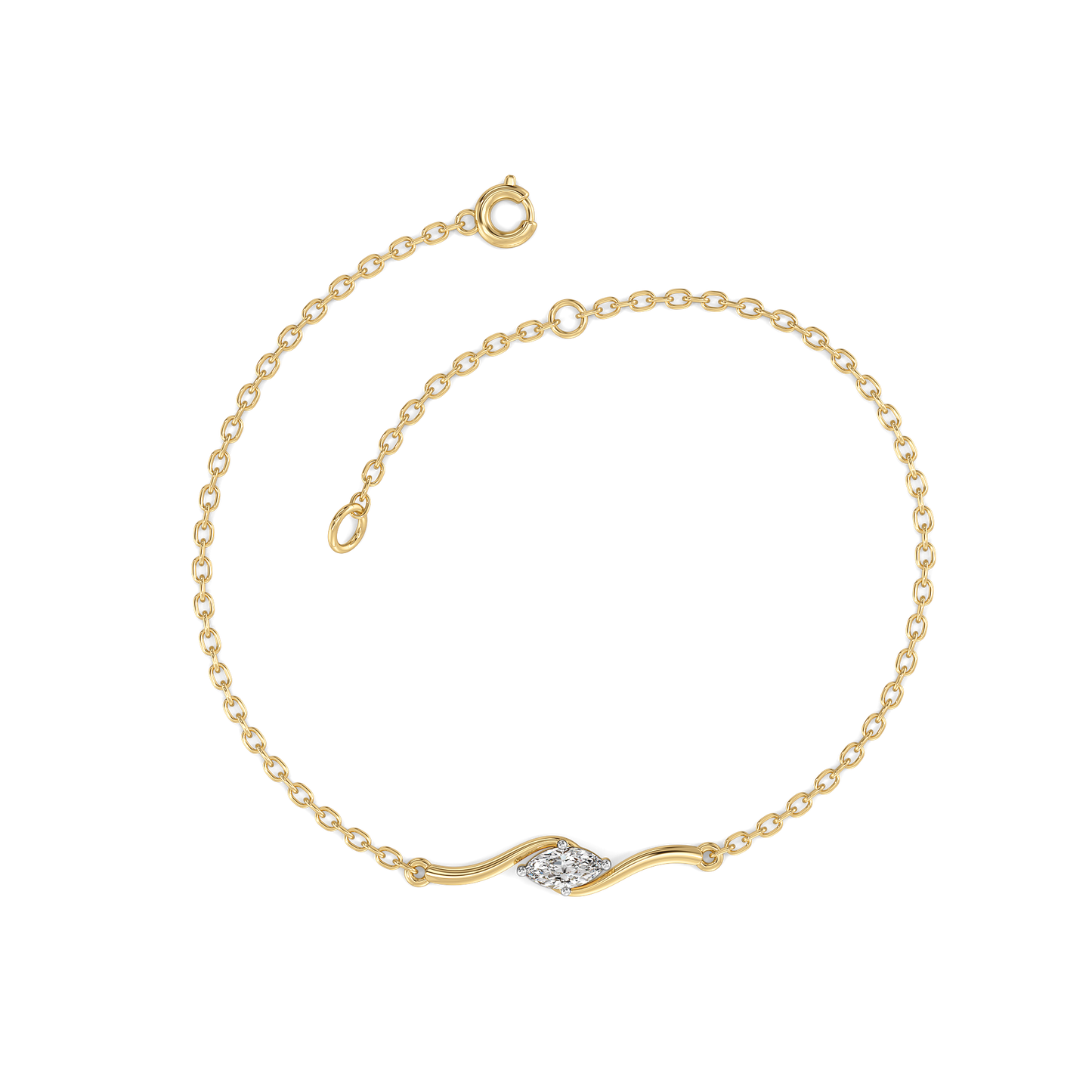 Marquise Diamond Wave Bracelet in 9K/14K Gold | 0.20 Ct Lab Grown