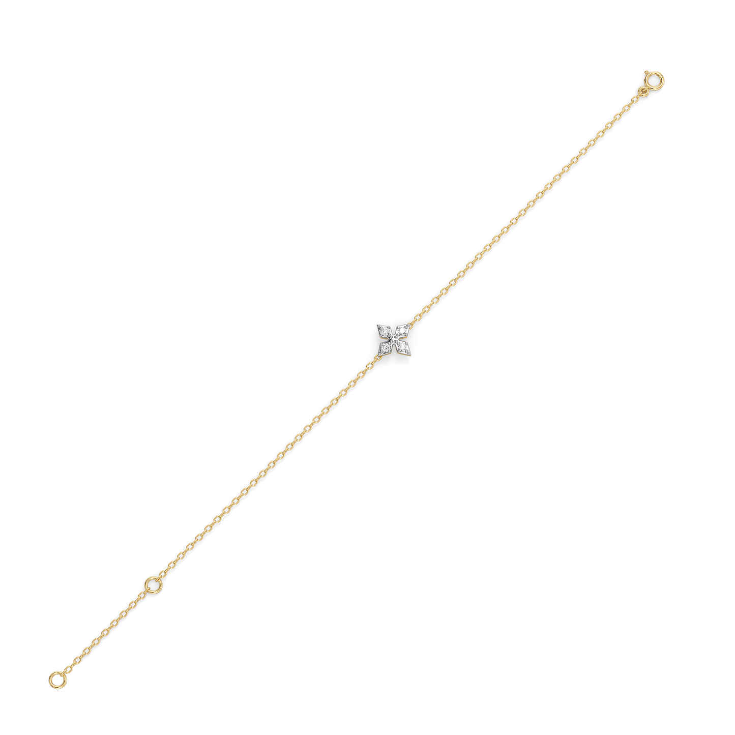 Diamond Floral Cross Bracelet in 9K/14K Gold | 0.13 Ct Lab Grown
