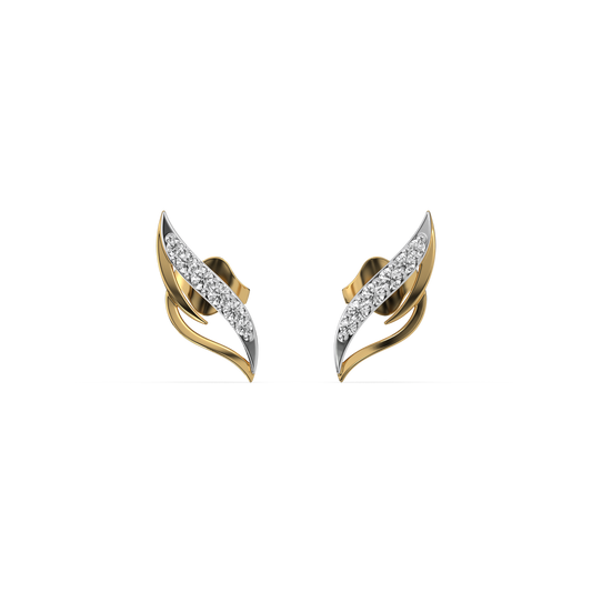 Leaf Diamond Stud Earrings in 9K/14K Gold | 0.10 Ct Lab Grown