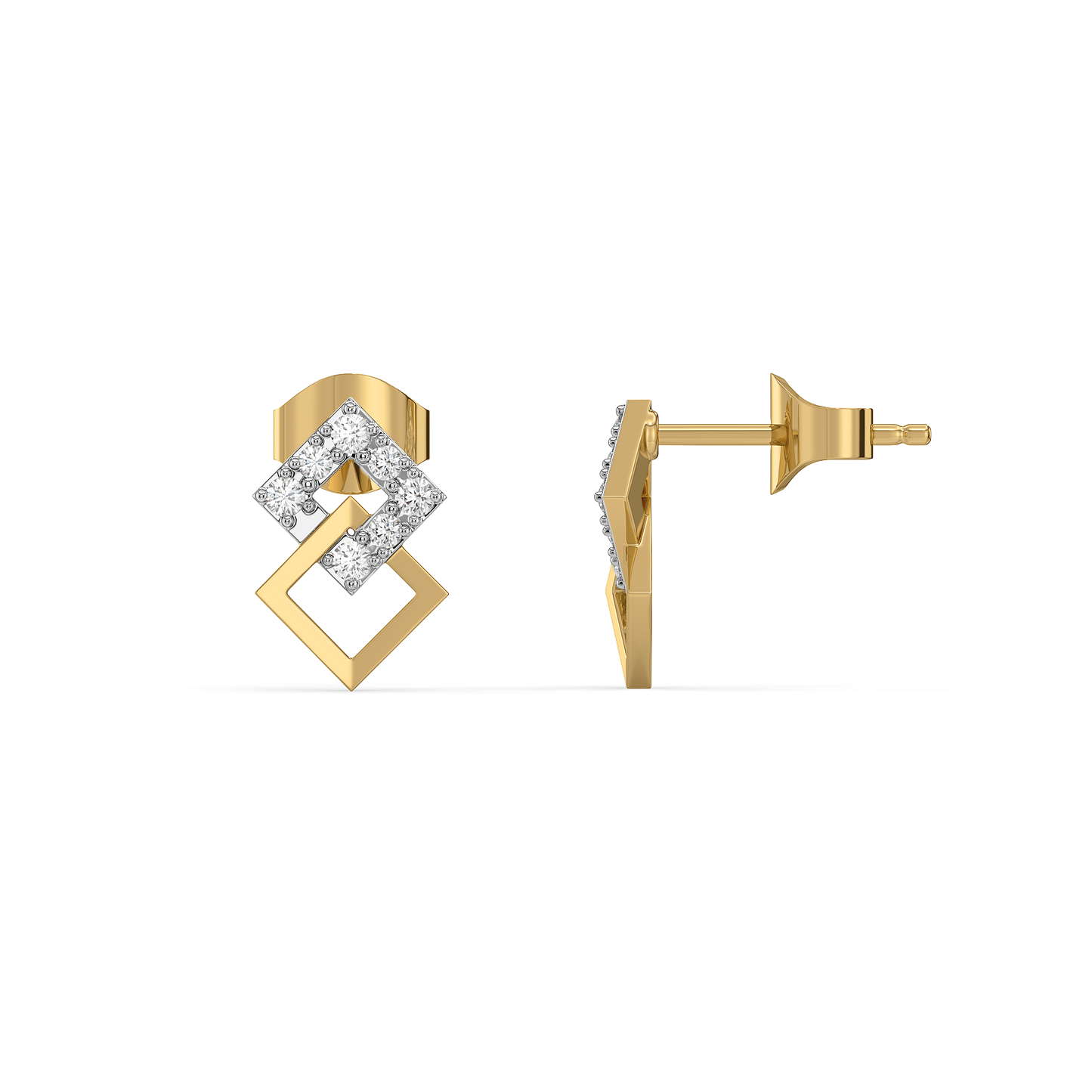 Diamond Interlinked Square Earrings in 9K/14K Gold | 0.20 Ct Lab Grown