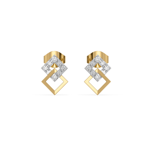 Diamond Interlinked Square Earrings in 9K/14K Gold | 0.20 Ct Lab Grown