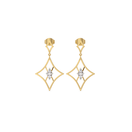 Marquise Diamond Geometric Drop Earrings in 9K/14K Gold | 0.41 Ct Lab Grown