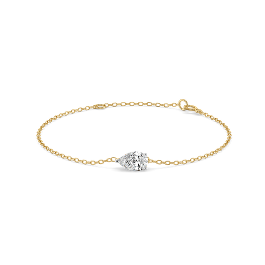 Pear Cut Diamond Solitaire Bracelet in 9K/14K Gold | 1.0 Ct Lab Grown
