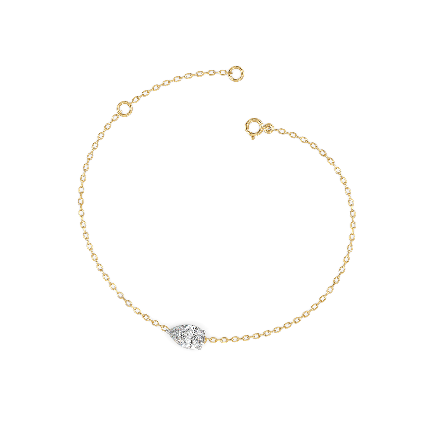 Pear Cut Diamond Solitaire Bracelet in 9K/14K Gold | 1.0 Ct Lab Grown